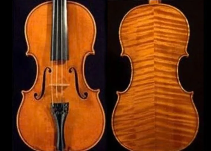 Front and back of the Daniel Pearl Memorial Violin